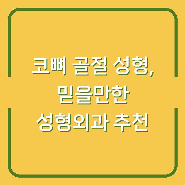 코뼈 골절 성형, 믿을만한 성형외과 추천