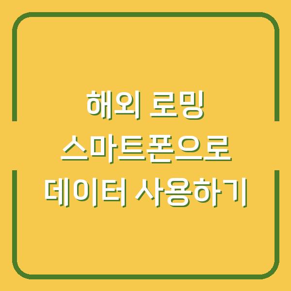 해외 로밍 스마트폰으로 데이터 사용하기