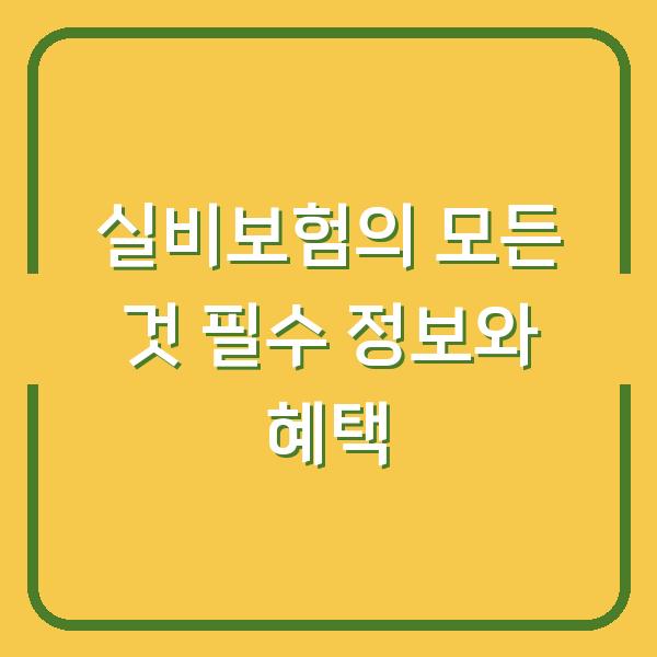 실비보험의 모든 것 필수 정보와 혜택