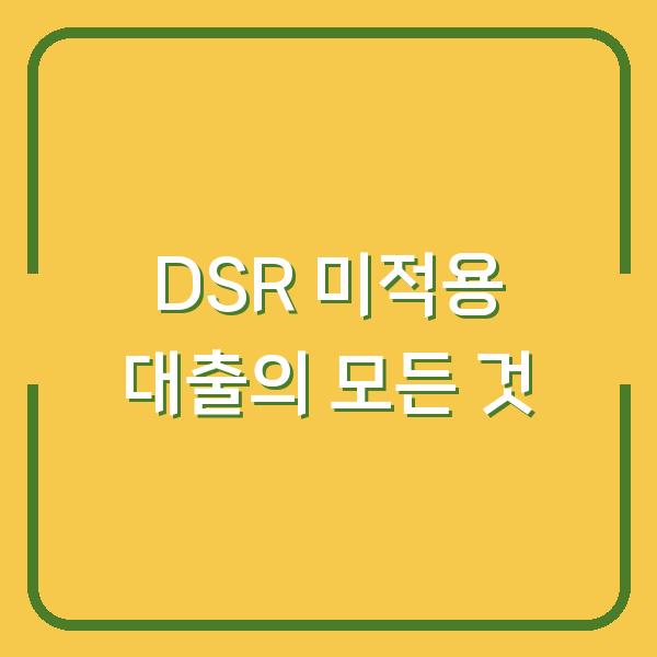 DSR 미적용 대출의 모든 것