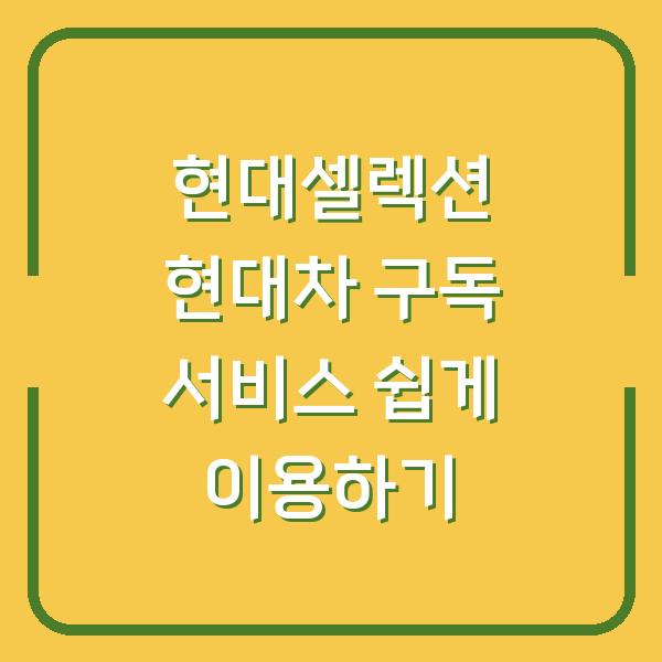 현대셀렉션 현대차 구독 서비스 쉽게 이용하기