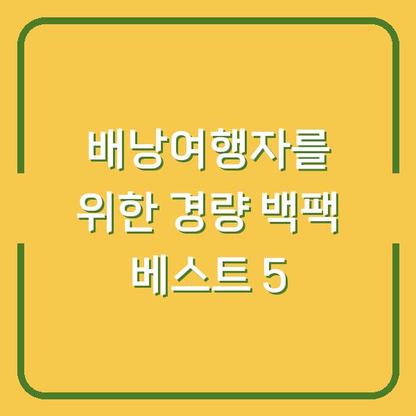 배낭여행자를 위한 경량 백팩 베스트 5