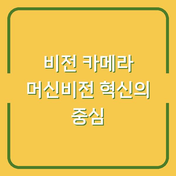 비전 카메라 머신비전 혁신의 중심