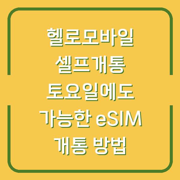 헬로모바일 셀프개통 토요일에도 가능한 eSIM 개통 방법