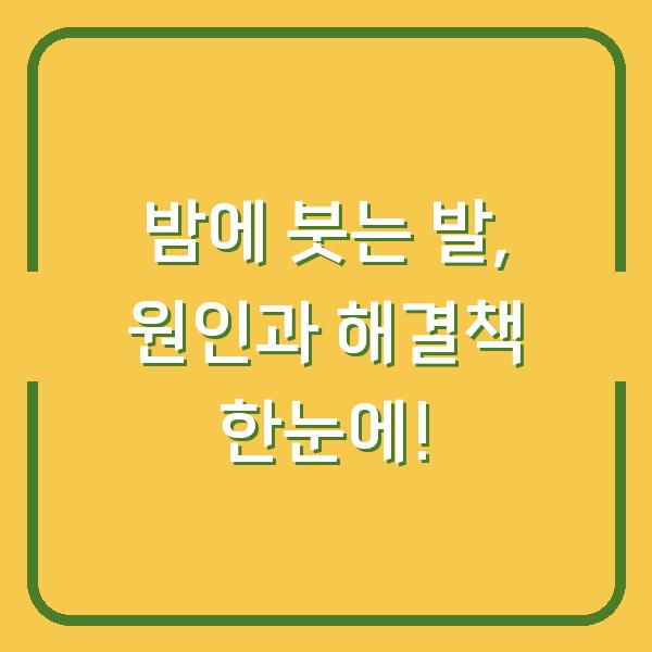 밤에 붓는 발, 원인과 해결책 한눈에!