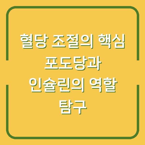 혈당 조절의 핵심 포도당과 인슐린의 역할 탐구