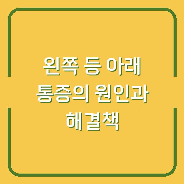 왼쪽 등 아래 통증의 원인과 해결책