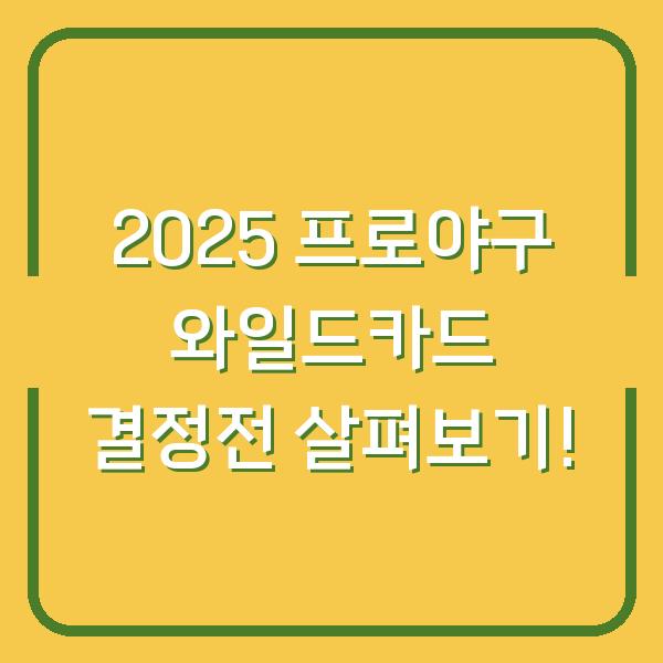 2025 프로야구 와일드카드 결정전 살펴보기!