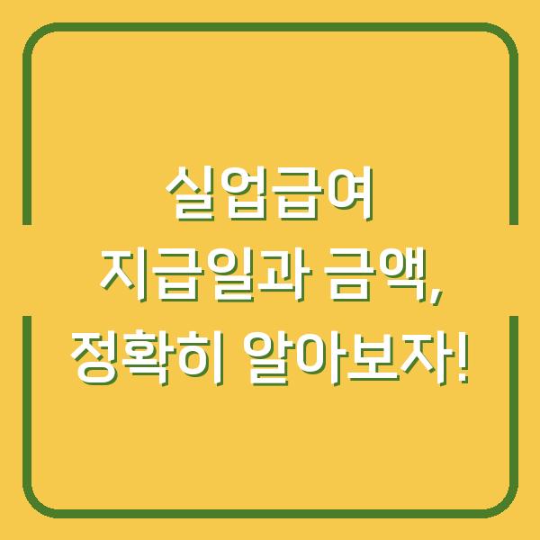 실업급여 지급일과 금액, 정확히 알아보자!