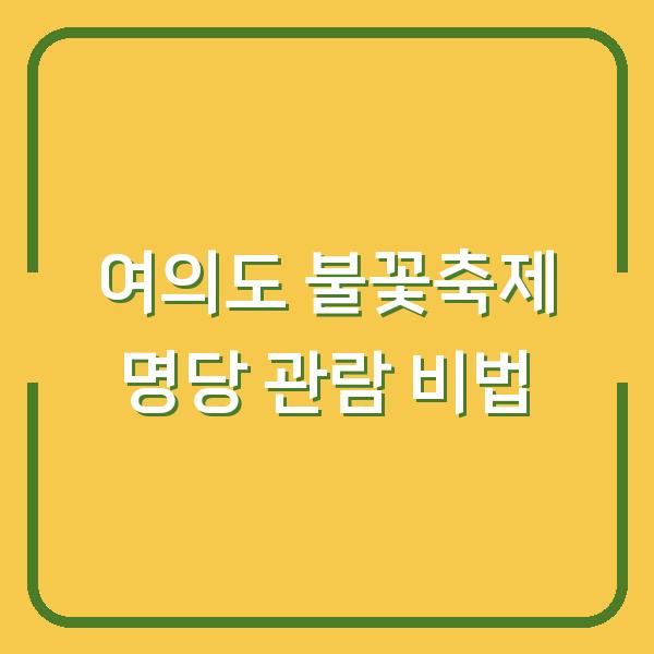 여의도 불꽃축제 명당 관람 비법