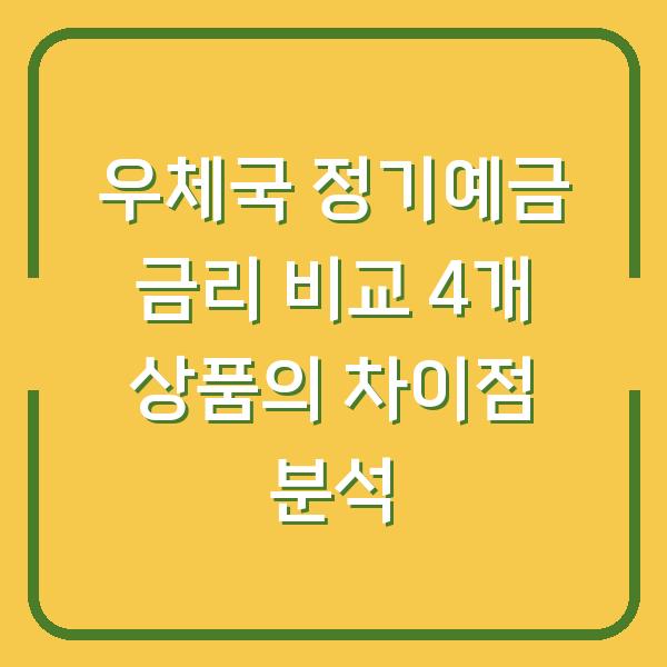 우체국 정기예금 금리 비교 4개 상품의 차이점 분석