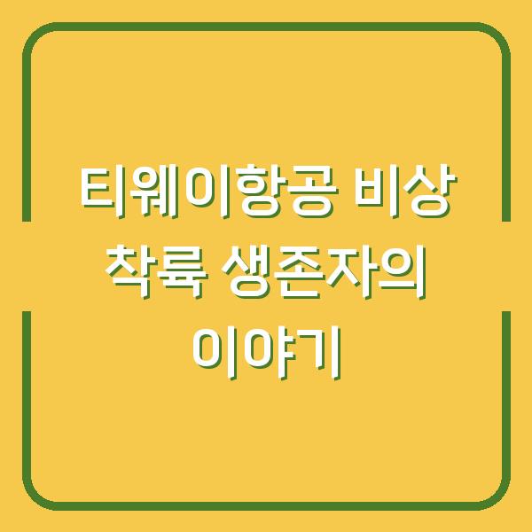 티웨이항공 비상 착륙 생존자의 이야기