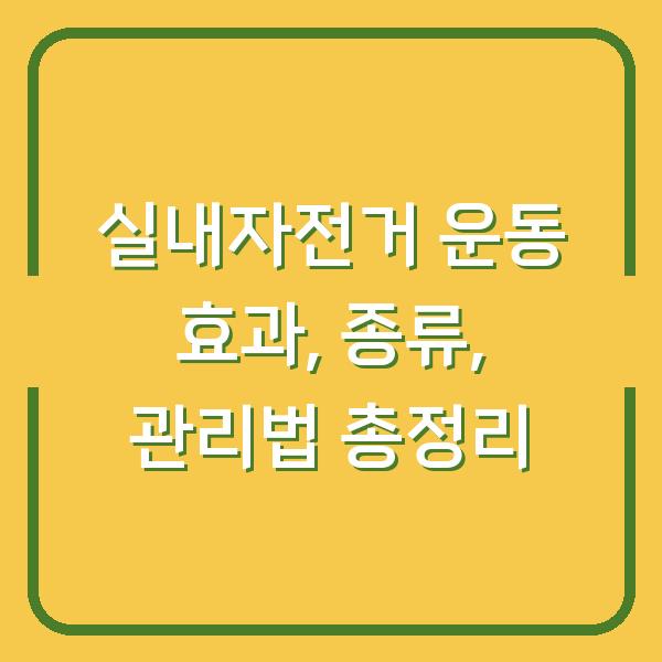 실내자전거 운동 효과, 종류, 관리법 총정리