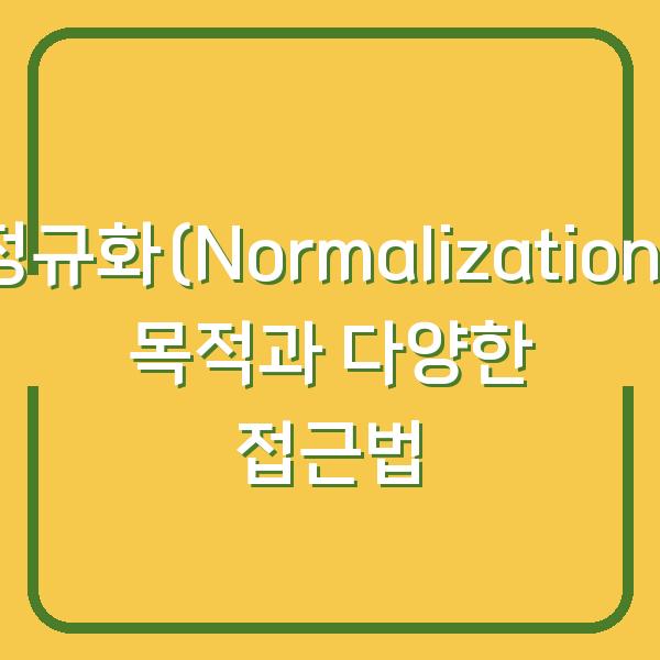 정규화(Normalization) 목적과 다양한 접근법