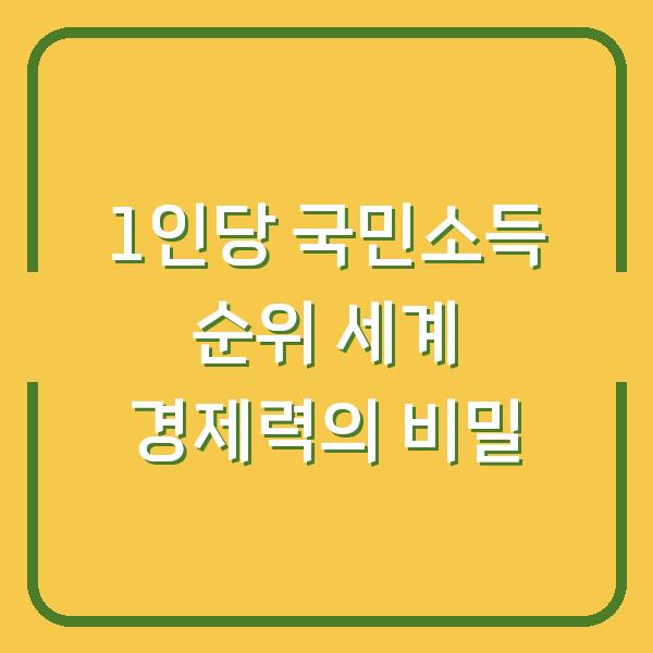 1인당 국민소득 순위 세계 경제력의 비밀