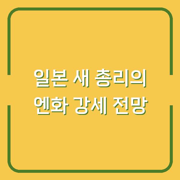 일본 새 총리의 엔화 강세 전망