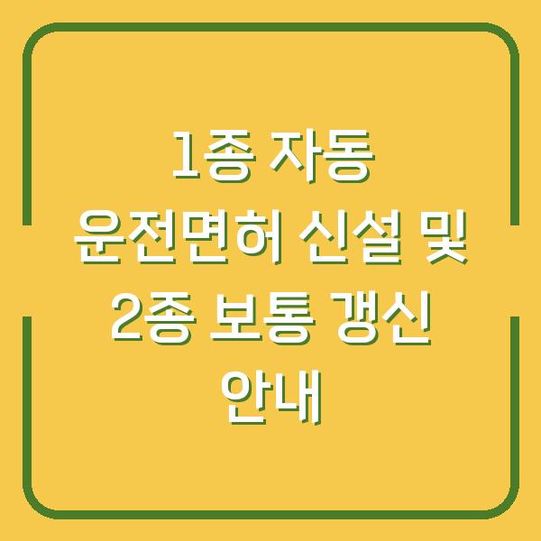 1종 자동 운전면허 신설 및 2종 보통 갱신 안내