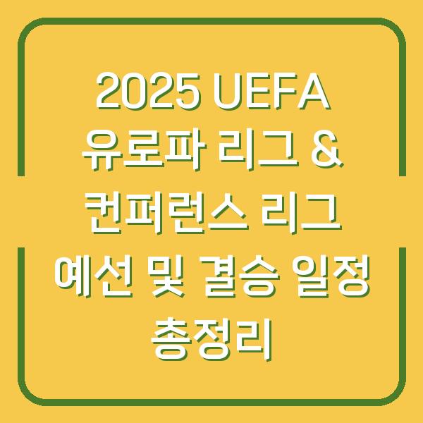 2025 UEFA 유로파 리그 & 컨퍼런스 리그 예선 및 결승 일정 총정리