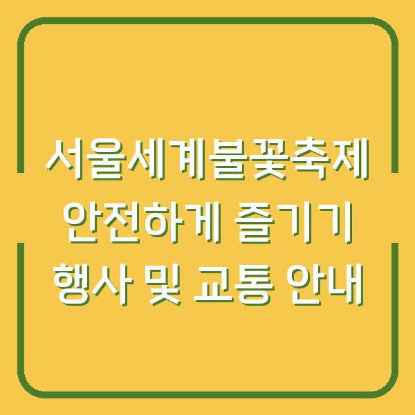 서울세계불꽃축제 안전하게 즐기기 행사 및 교통 안내