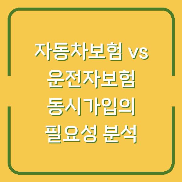 자동차보험 vs 운전자보험 동시가입의 필요성 분석