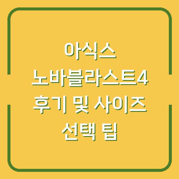 아식스 노바블라스트4 후기 및 사이즈 선택 팁