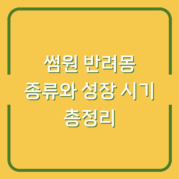 썸원 반려몽 종류와 성장 시기 총정리