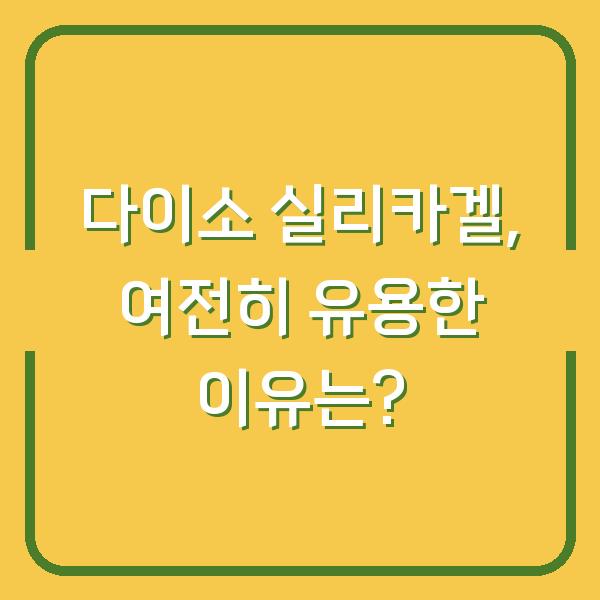 다이소 실리카겔, 여전히 유용한 이유는?