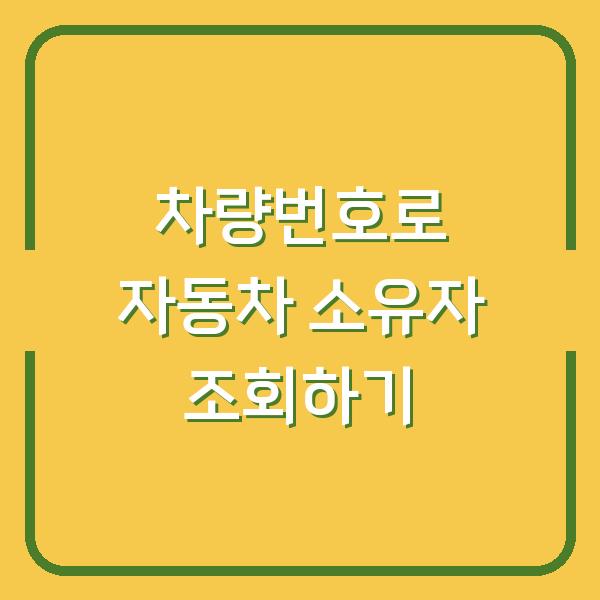 차량번호로 자동차 소유자 조회하기