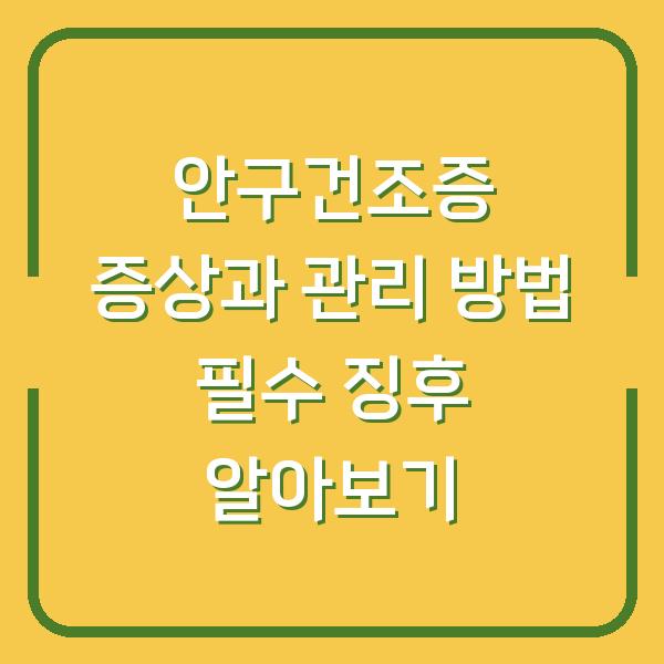 안구건조증 증상과 관리 방법 필수 징후 알아보기