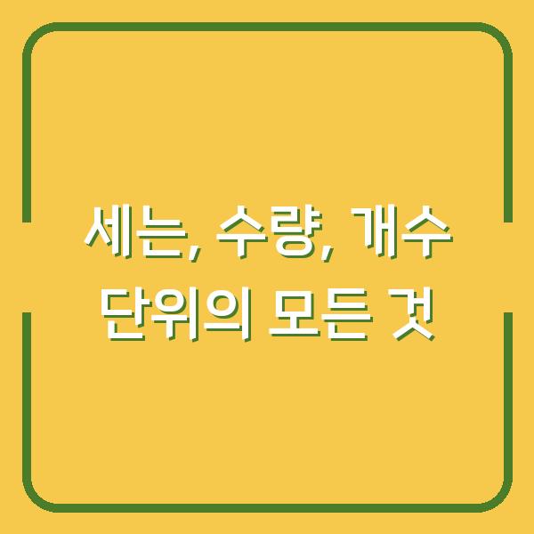 세는, 수량, 개수 단위의 모든 것