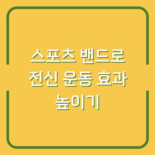 스포츠 밴드로 전신 운동 효과 높이기