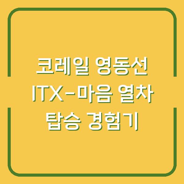 코레일 영동선 ITX-마음 열차 탑승 경험기