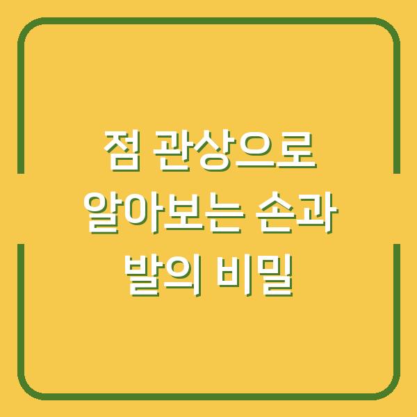 점 관상으로 알아보는 손과 발의 비밀