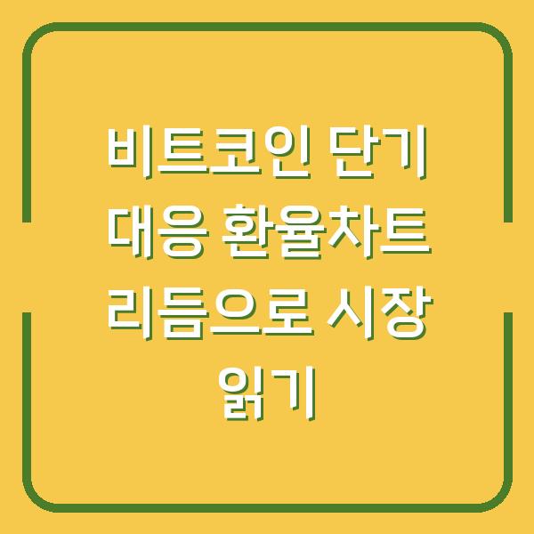비트코인 단기 대응 환율차트 리듬으로 시장 읽기