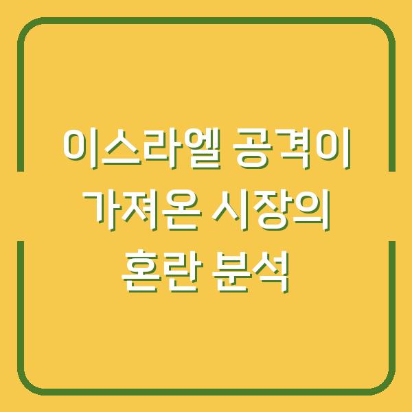 이스라엘 공격이 가져온 시장의 혼란 분석