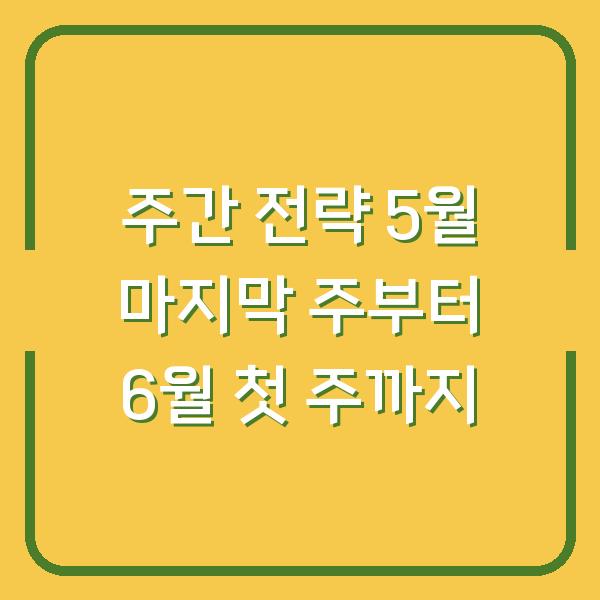 주간 전략 5월 마지막 주부터 6월 첫 주까지