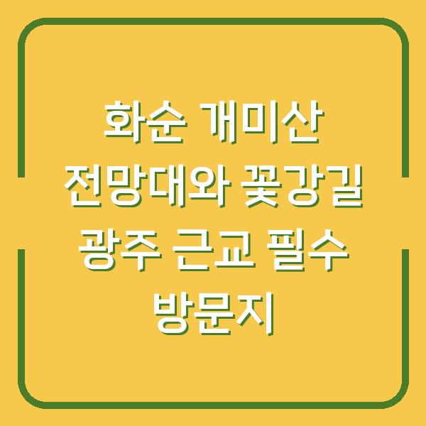 화순 개미산 전망대와 꽃강길 광주 근교 필수 방문지