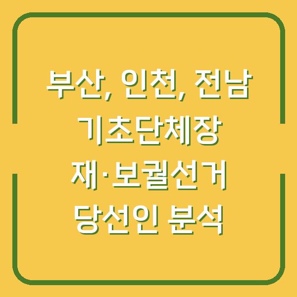 부산, 인천, 전남 기초단체장 재·보궐선거 당선인 분석
