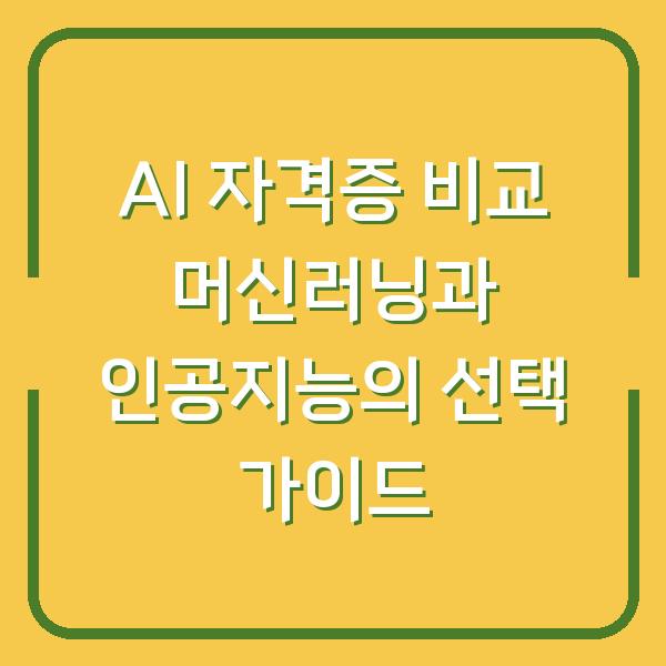 AI 자격증 비교 머신러닝과 인공지능의 선택 가이드