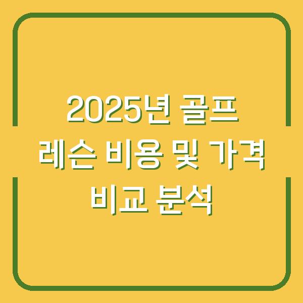 2025년 골프 레슨 비용 및 가격 비교 분석