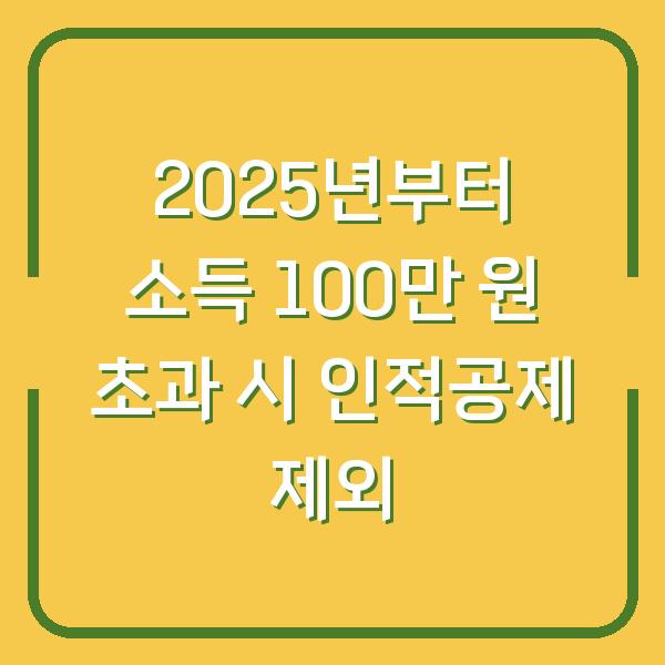 2025년부터 소득 100만 원 초과 시 인적공제 제외