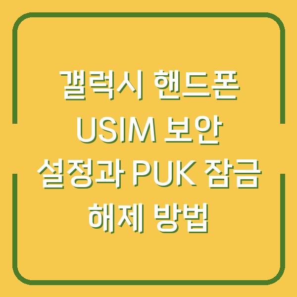 갤럭시 핸드폰 USIM 보안 설정과 PUK 잠금 해제 방법