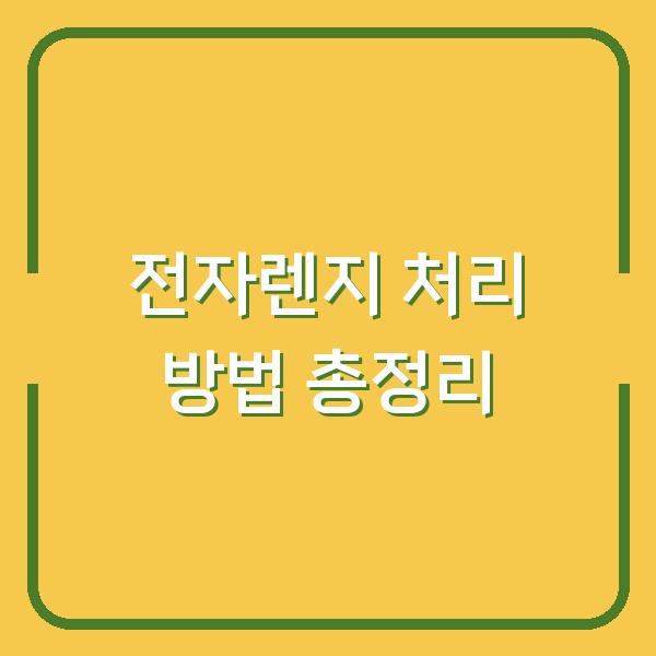 전자렌지 처리 방법 총정리