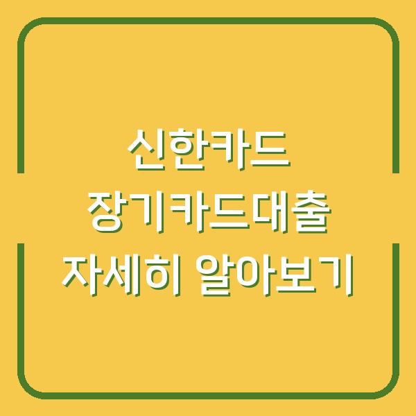 신한카드 장기카드대출 자세히 알아보기