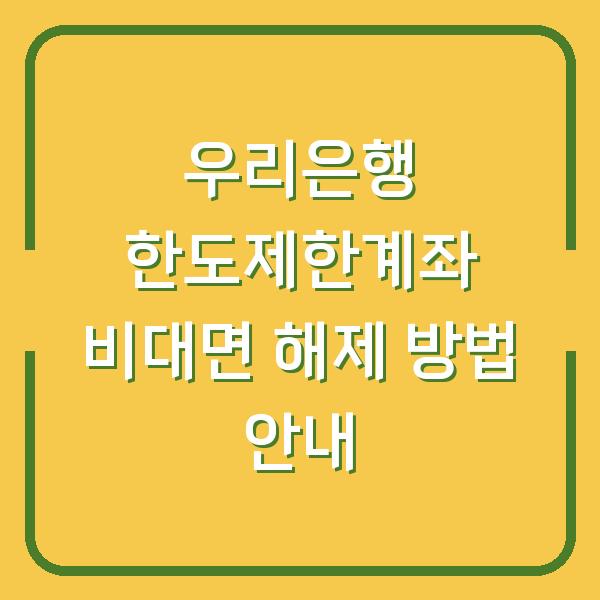 우리은행 한도제한계좌 비대면 해제 방법 안내