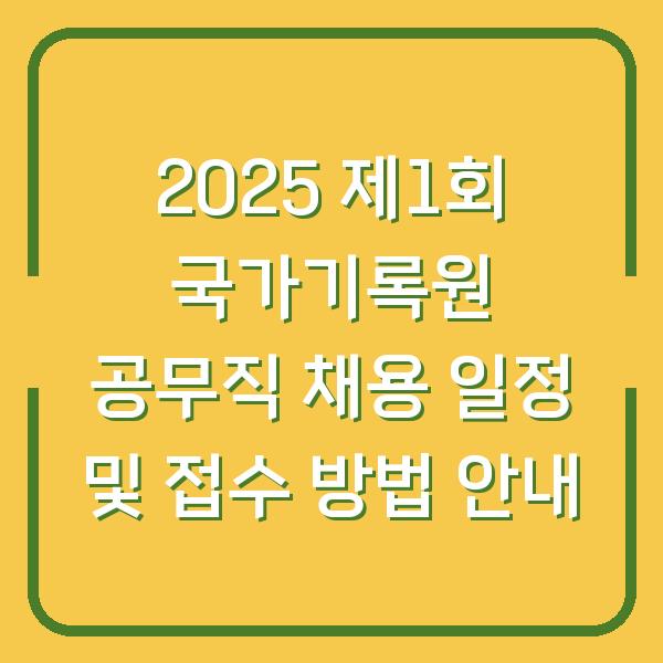 2025 제1회 국가기록원 공무직 채용 일정 및 접수 방법 안내