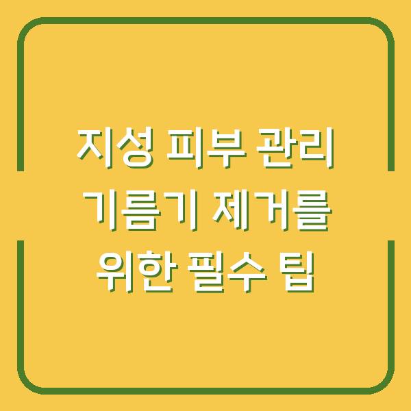 지성 피부 관리 기름기 제거를 위한 필수 팁