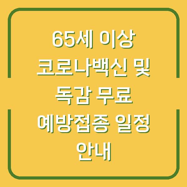 65세 이상 코로나백신 및 독감 무료 예방접종 일정 안내