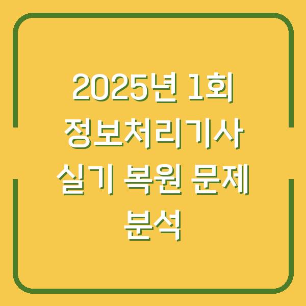 2025년 1회 정보처리기사 실기 복원 문제 분석
