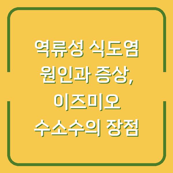역류성 식도염 원인과 증상, 이즈미오 수소수의 장점